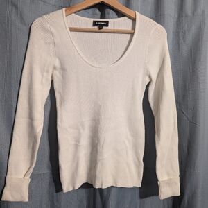 Express Women's White Scoop Neck Sweater